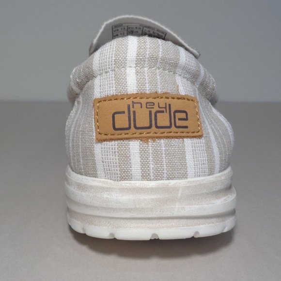 Hey Dude Size 13 M MIKKA Chambray Beige Cotton Slip On Loafers New Men's Shoes - Picture 10 of 14